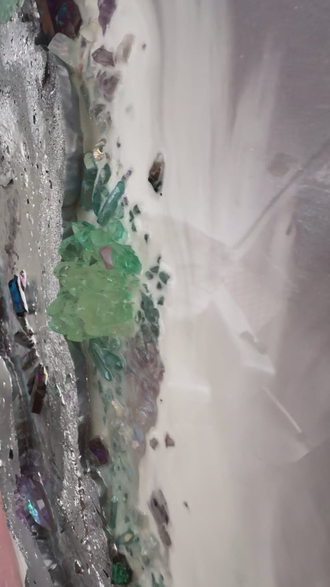 Rainbow Lucent with qua Aura Quartz crystals,Amethyst, Titanium Aura, Swarovski