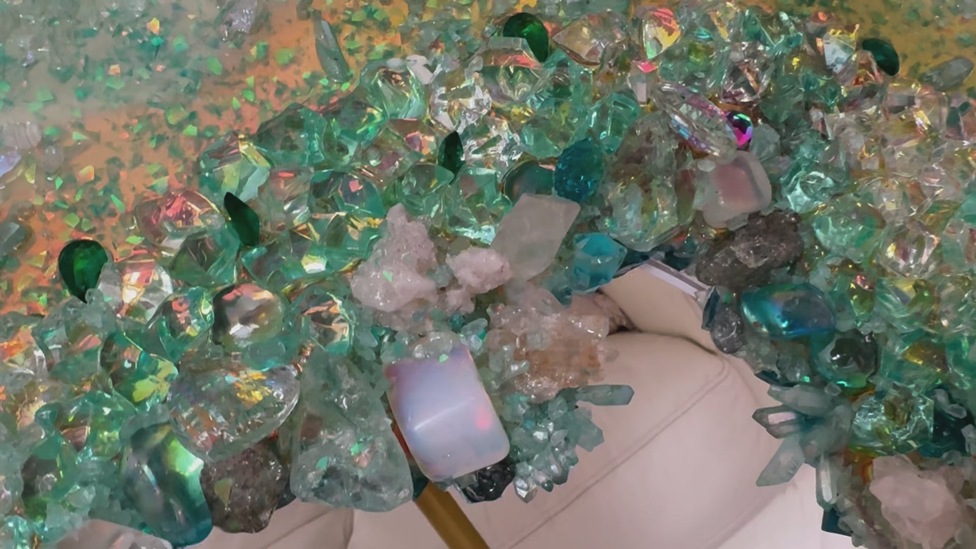 Moonlight Crystal Reef Freeform with Moonstones 84x120 cm Wood panel