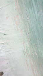 Serene Shoreline 1 Peach and Green - Original Textured Artwork 90x180cm