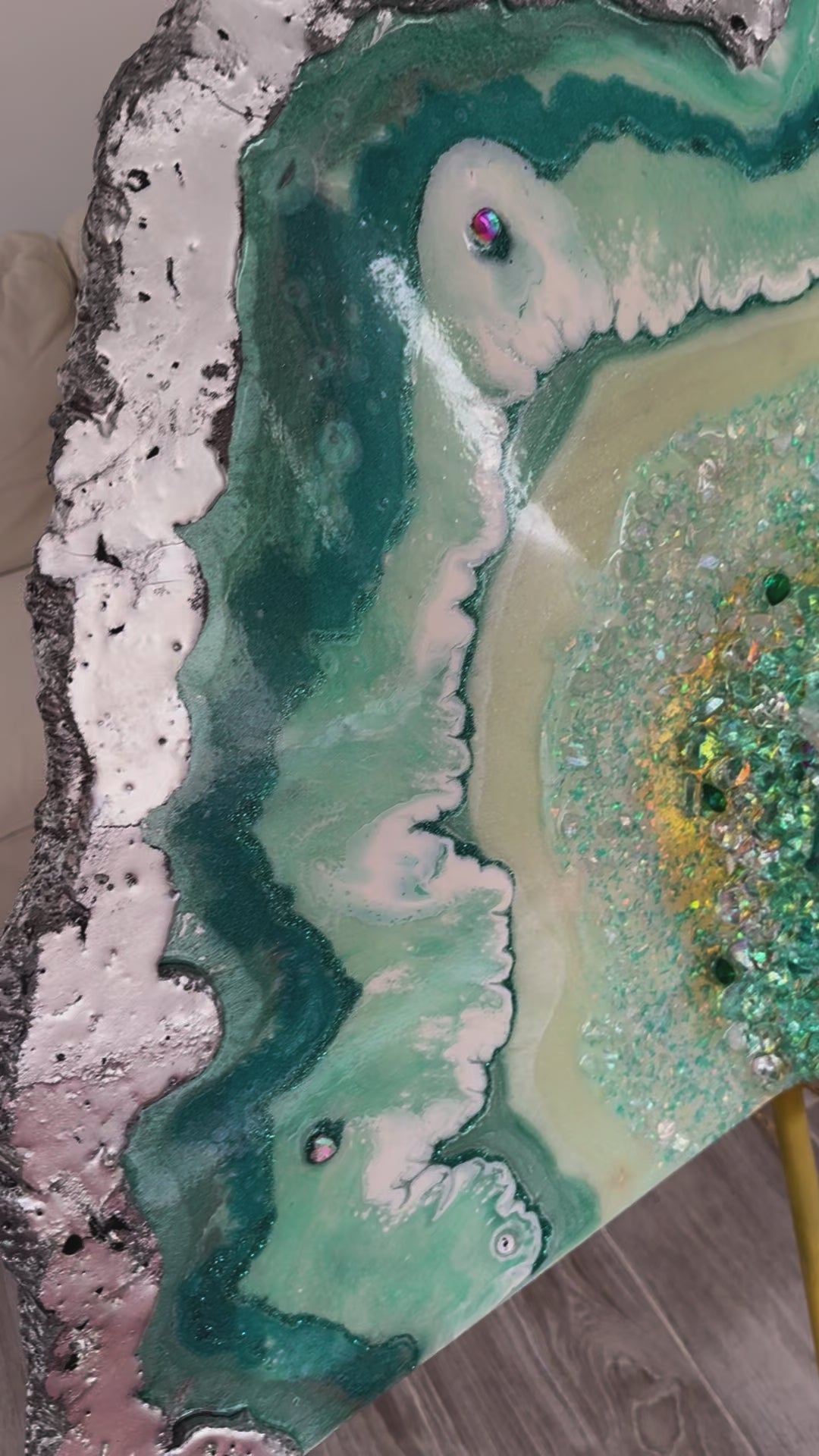 Moonlight Crystal Reef Freeform with Moonstones 84x120 cm Wood panel