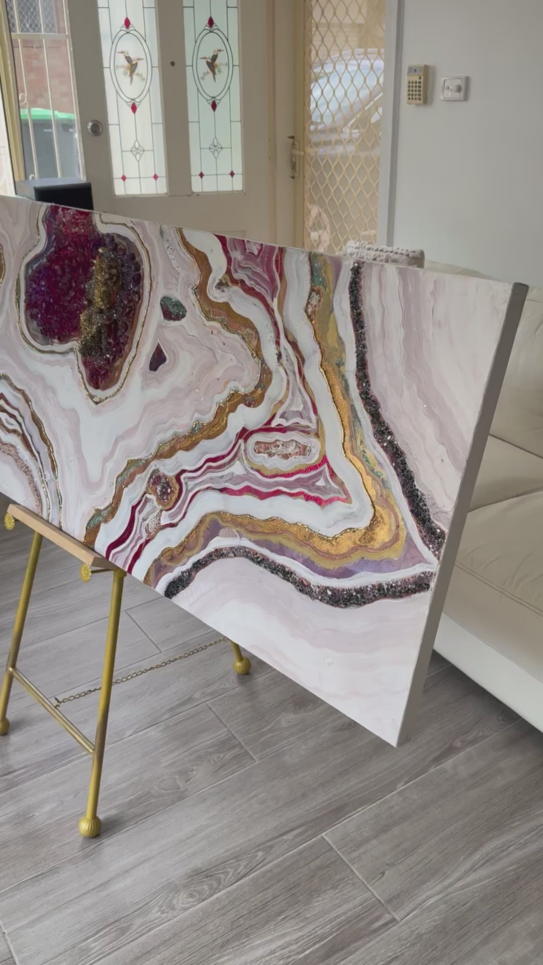 Starbright 1 Burgundy and Gold Abstract Artwork