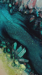 Heart Reef Bliss Set of 2 with Swarovski, Amethyst, Agate, Quartz  on Canvas 40x50cm.