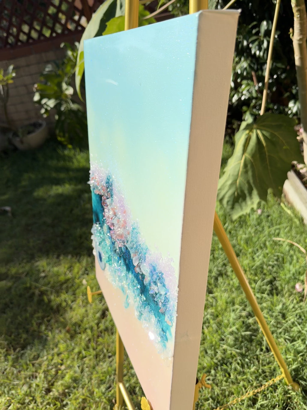 Heart Reef Bliss 2 with Swarovski, Amethyst, Agate, Quartz  on Canvas 40x50cm