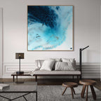 Blue Lagoon - Jewel Reef. Abstract Aerial Ocean. 100x100cm Original Artwork