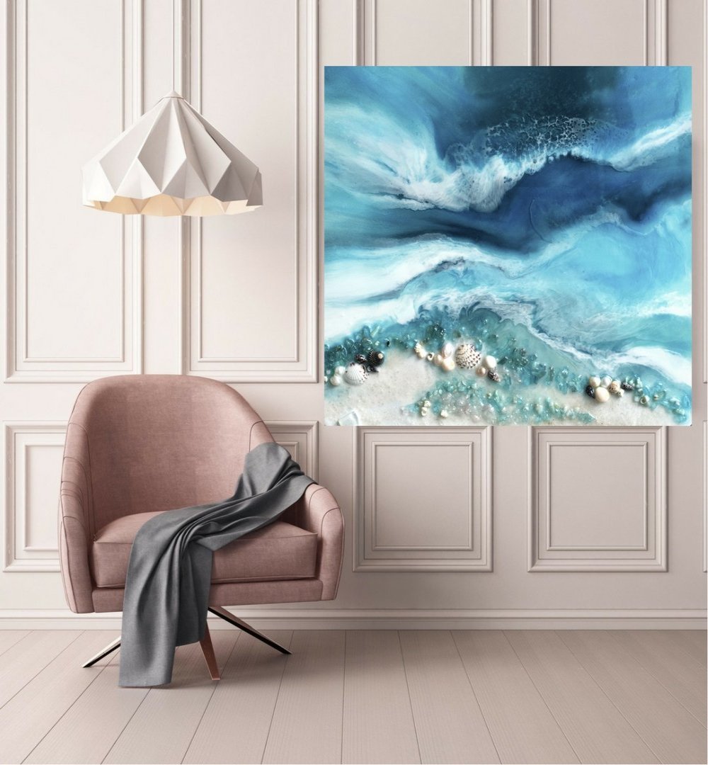 Abstract Teal Seascape. Whitsundays. Art Print. Antaunelle 2 Whitsundays Limited Edition Print