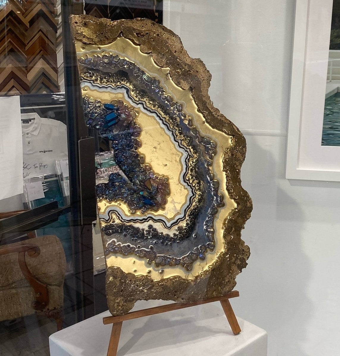 Gold Titanium Aura Freeform Crystal with Titanium aura quartz