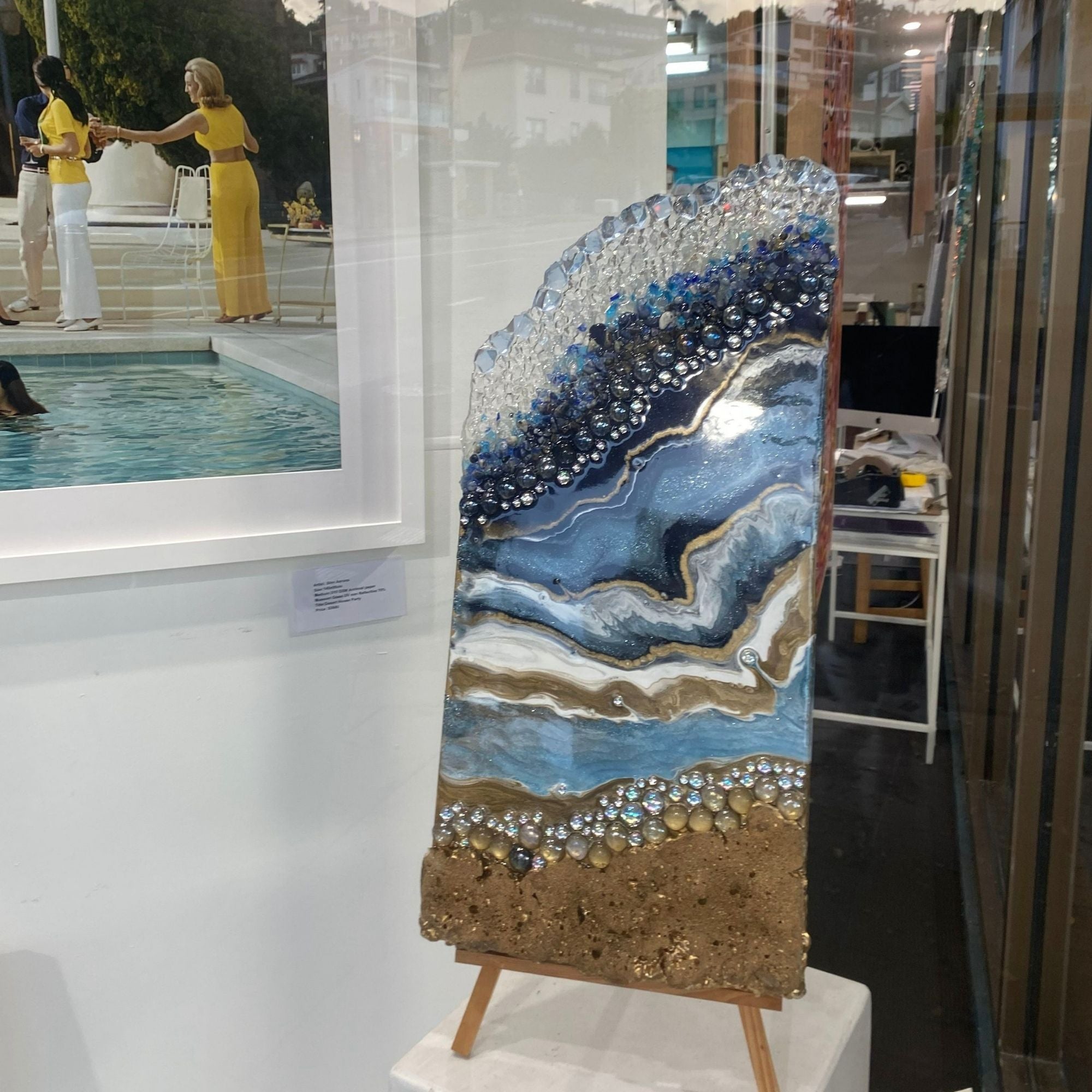 Lapis Lazuli Blue Gold crytal with blue lapis lazuli, glass and clear quartz. COMMISSION