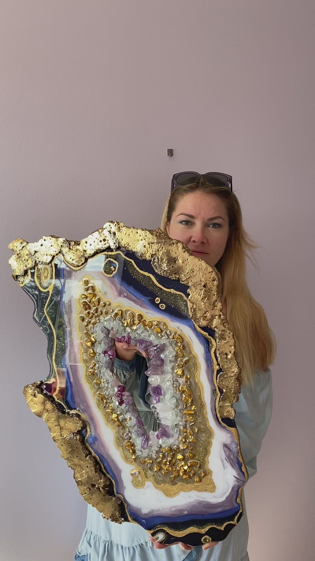 Amethyst Torus. Freeform Purple and Gold Peace and Wisdom Crystal Agate 2.0. Original Artwork. 120x88cm