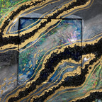 Black and Gold Opal with holographic effect on mirror set of 2