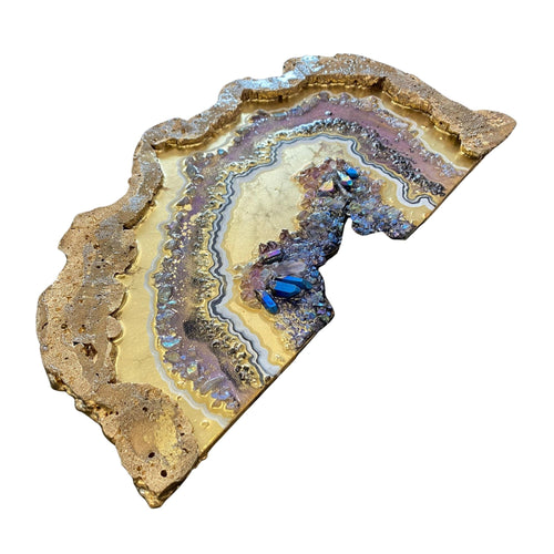 - Gold Titanium Aura Freeform Crystal with Titanium Abstract Crystal Artwork