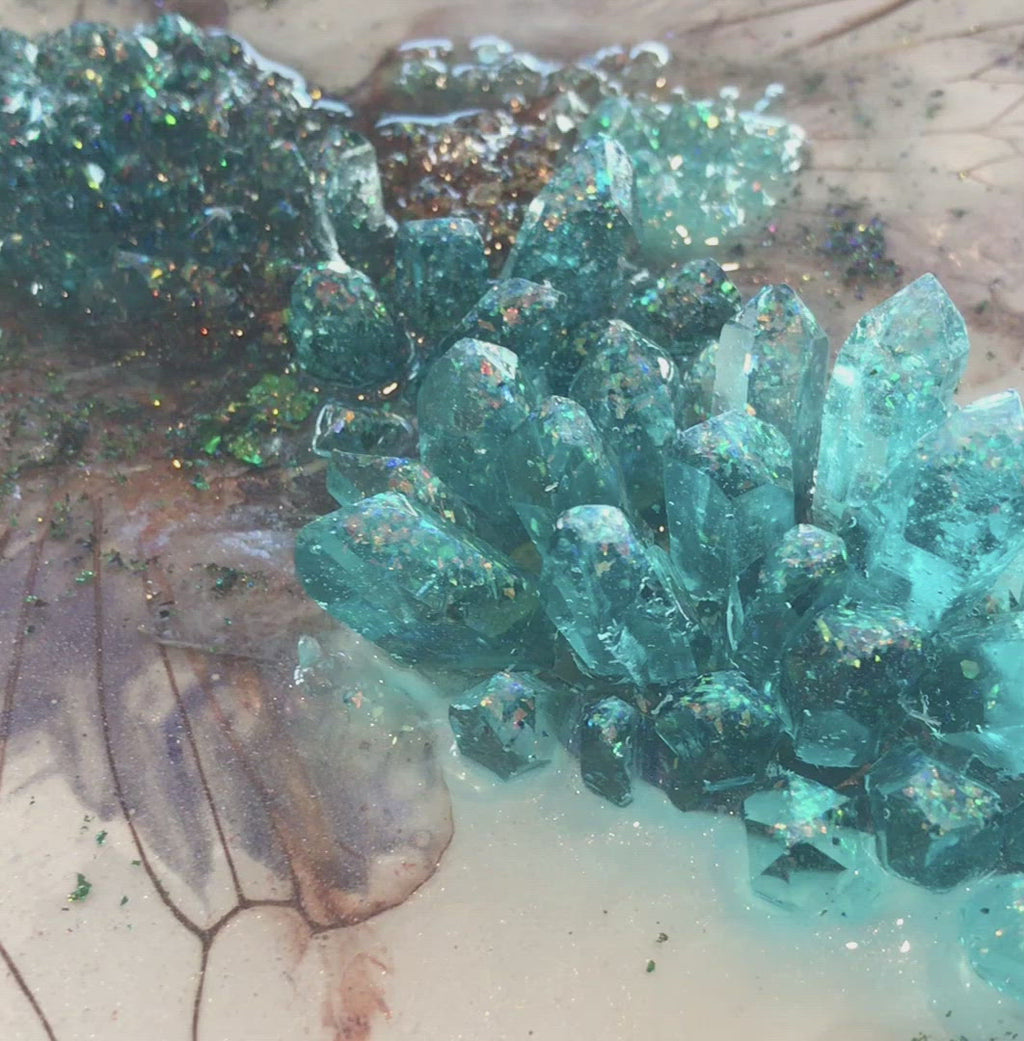 Cicada in Crystals. Blue Opal. Original Artwork 30x40cm