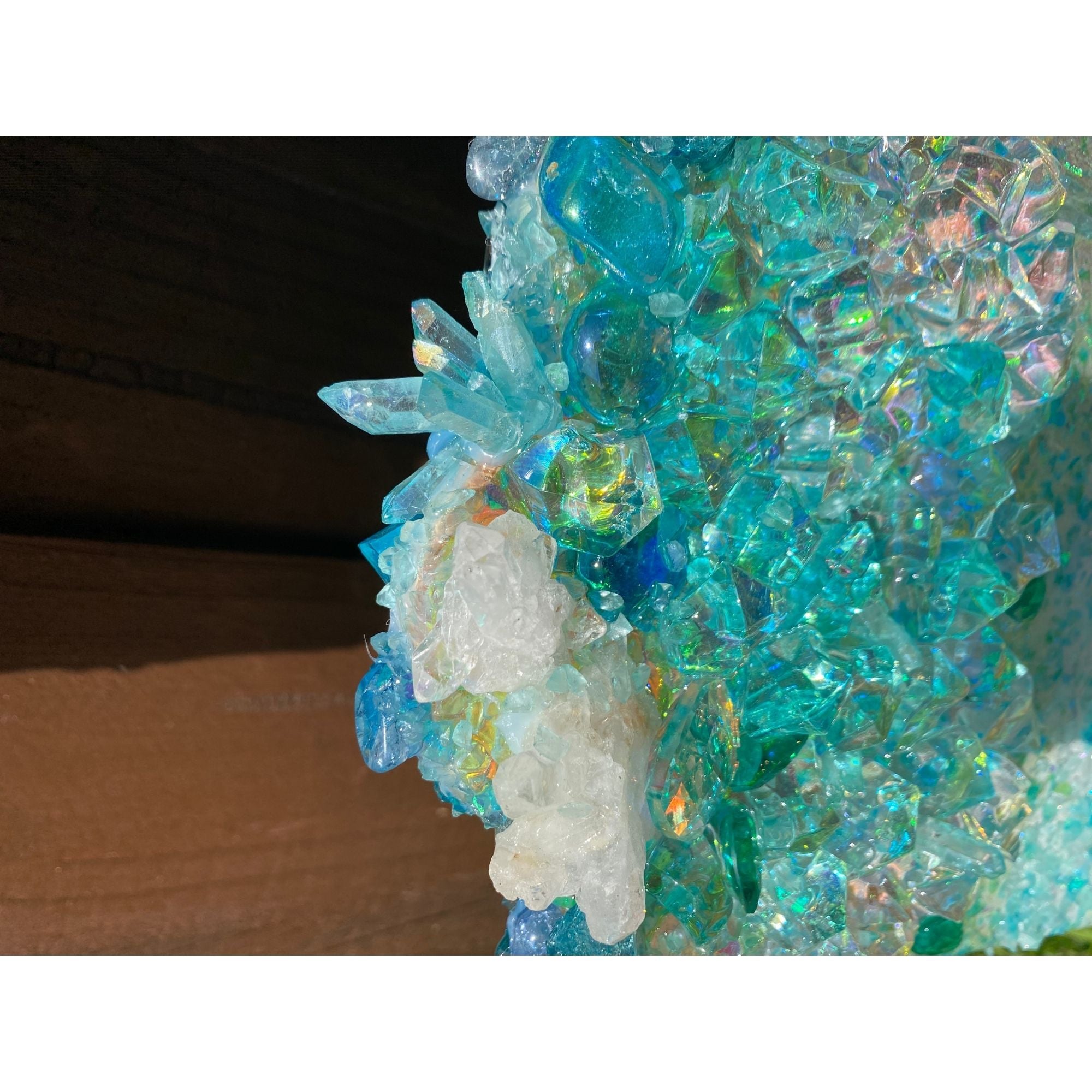 Moonlight Geode Freeform with Moonstones and swarovski crystals 84X120CM