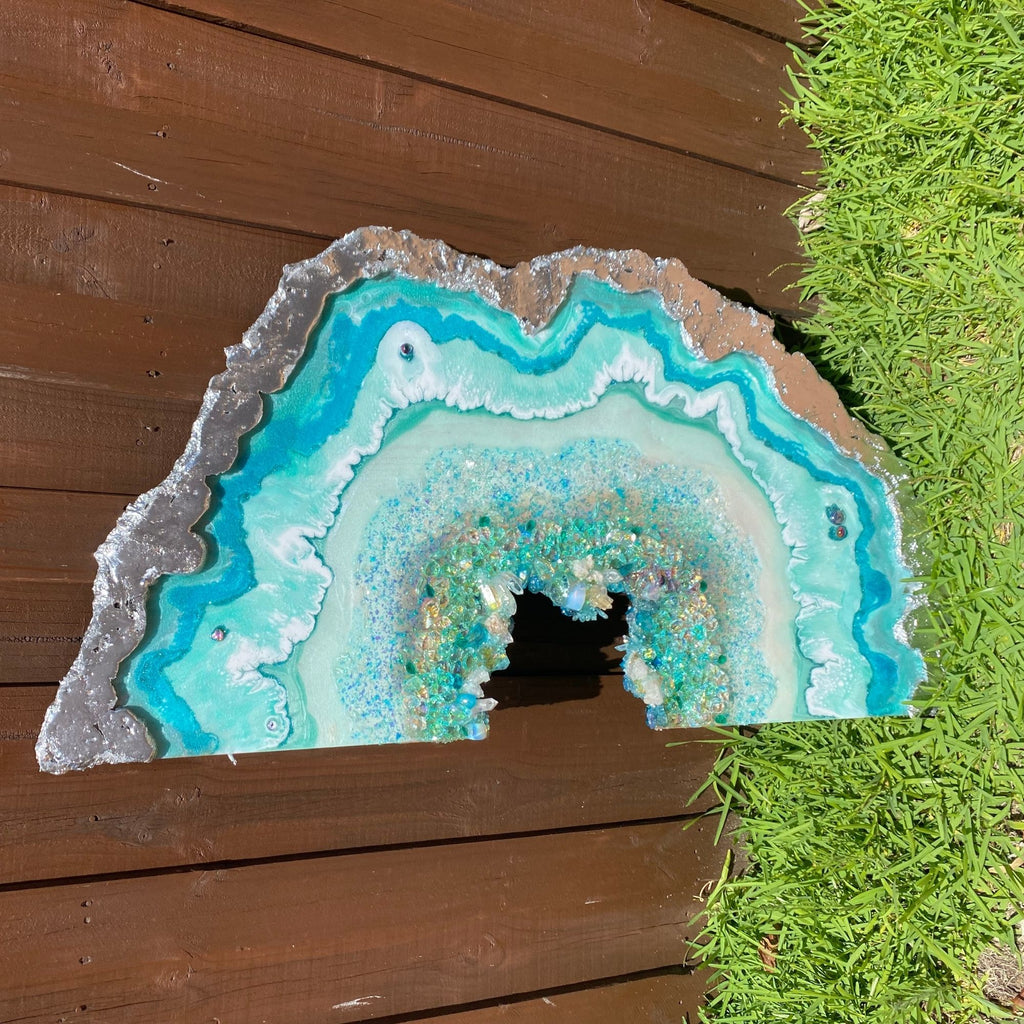 Moonlight Geode Freeform with Moonstones and swarovski crystals 84X120CM