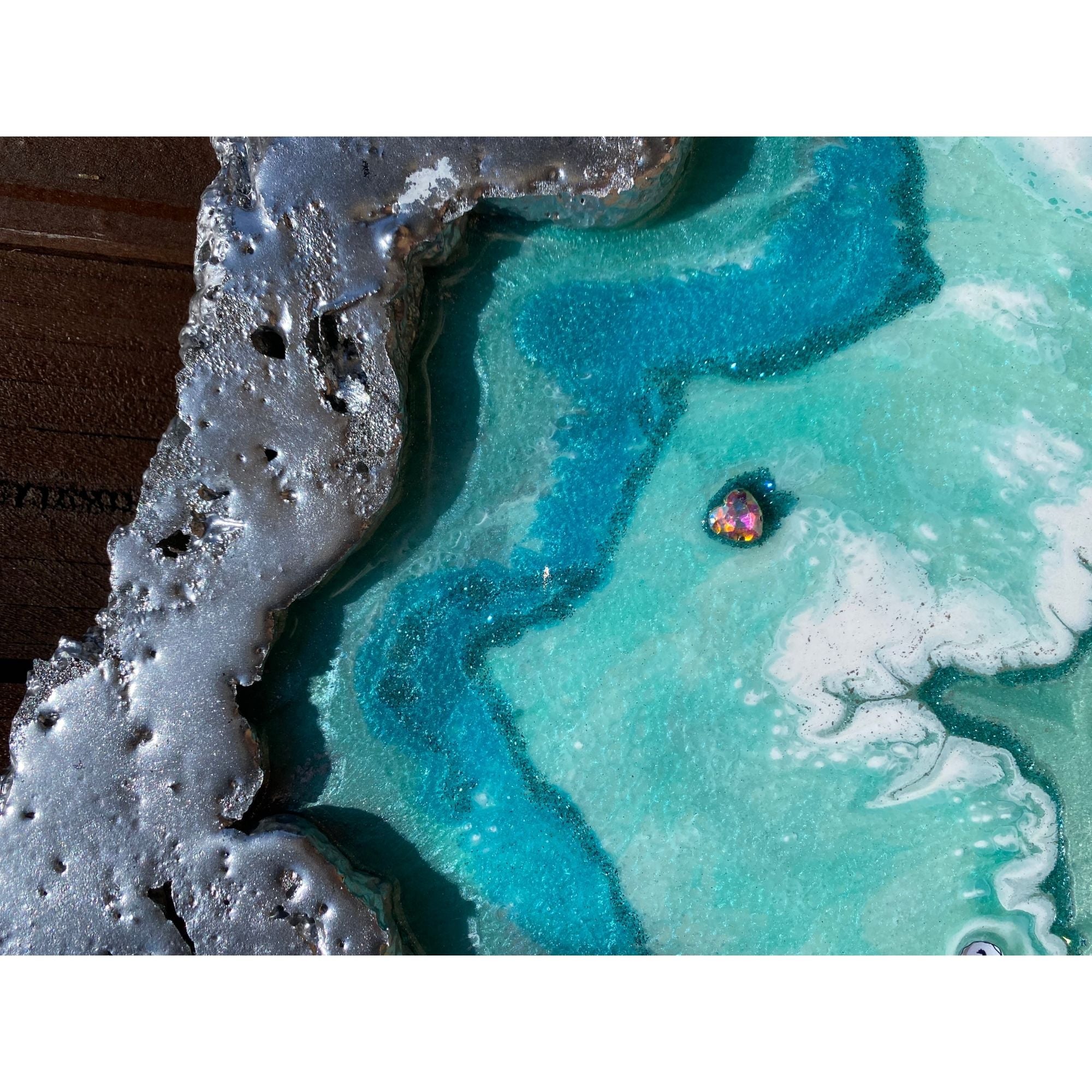 Moonlight Crystal Reef Freeform with Moonstones 84x120 cm Wood panel