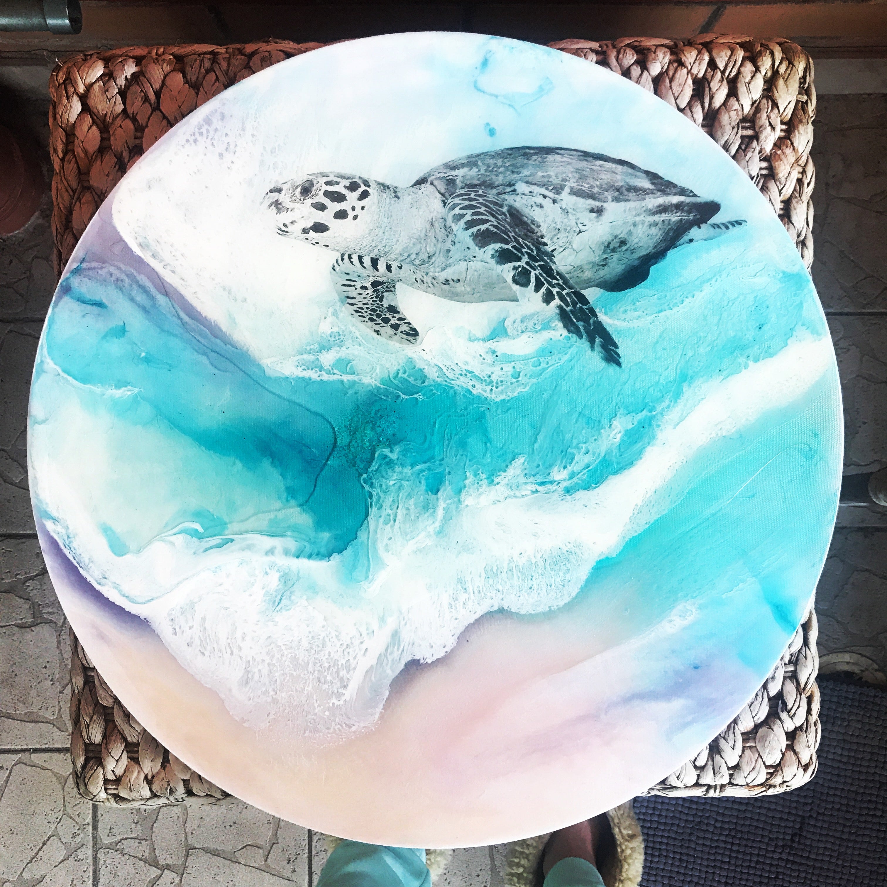 Custom Artwork. Bounty turtle. Abstract Ocean. Original Antuanelle 1 Turtle. Artwork.COMMISSION.