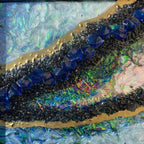 Black and Gold Opal with holographic effect on mirror set of 2