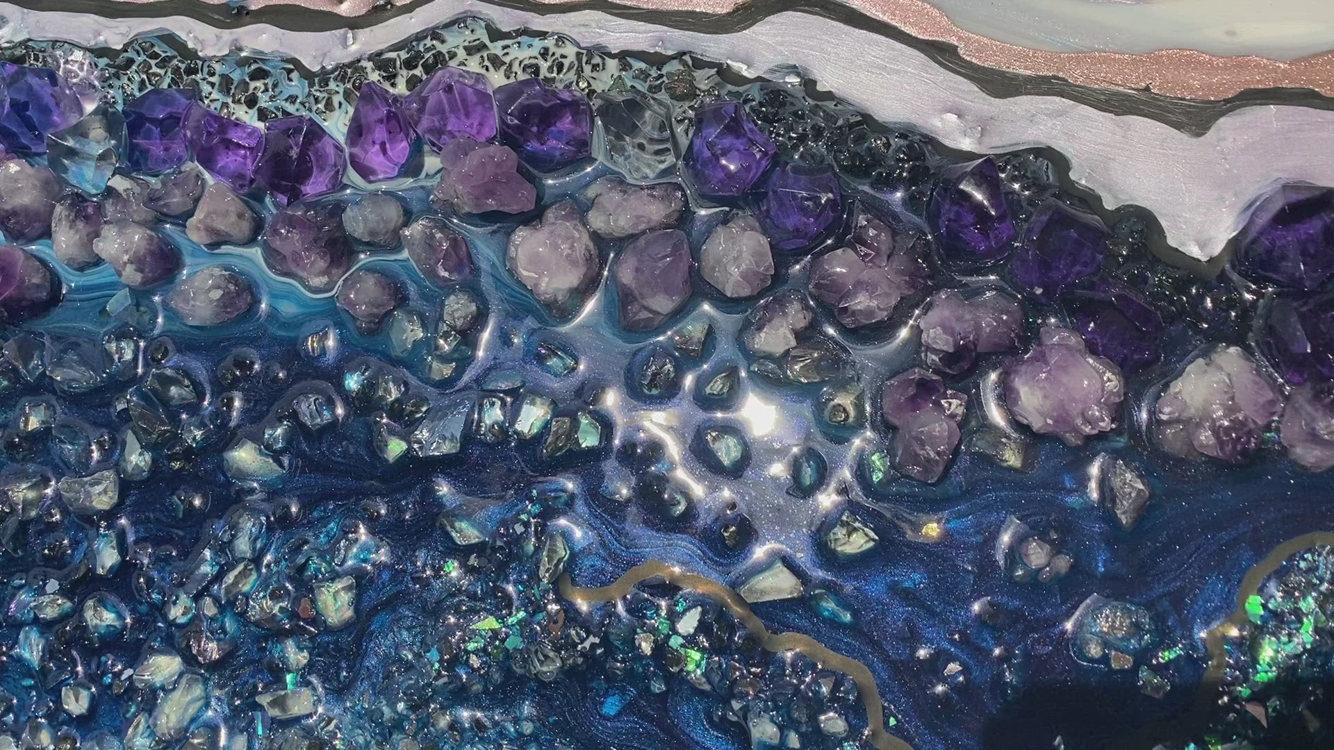 Lavender Amethyst Crystal. Sydney Opera House. Original Artwork w 24K Gold