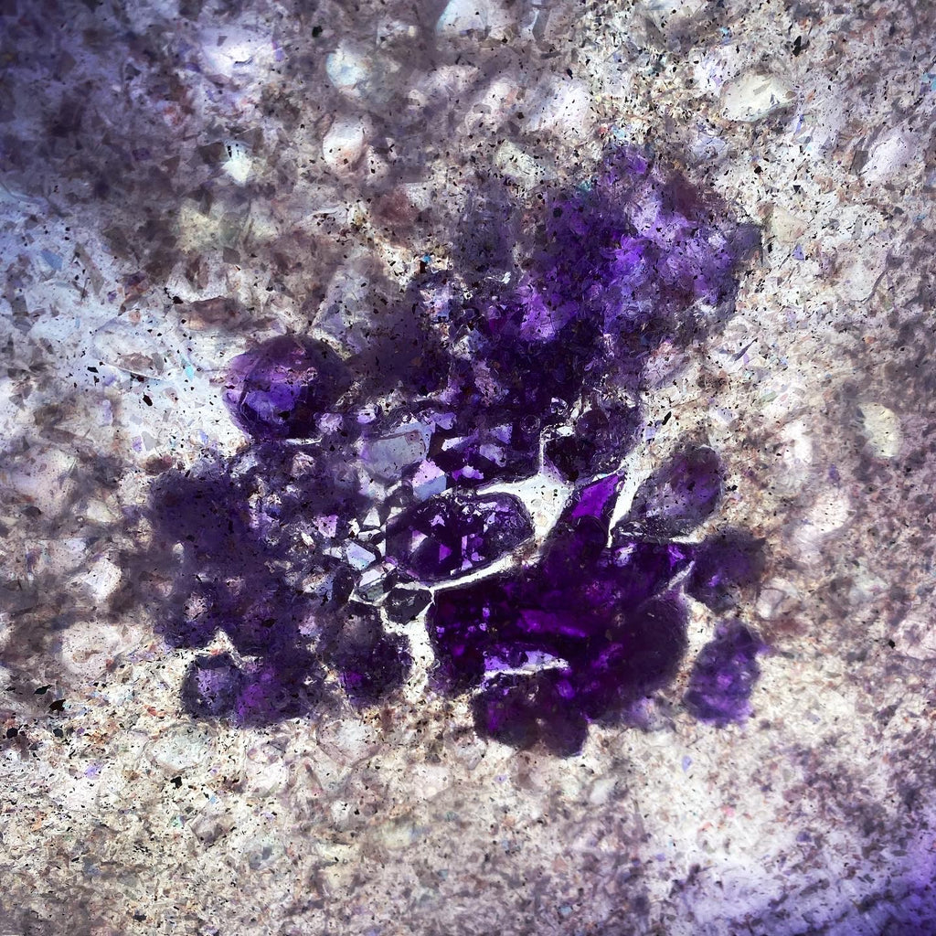 Purple amethyst light coffee table with handmade crystals - COMMISSION