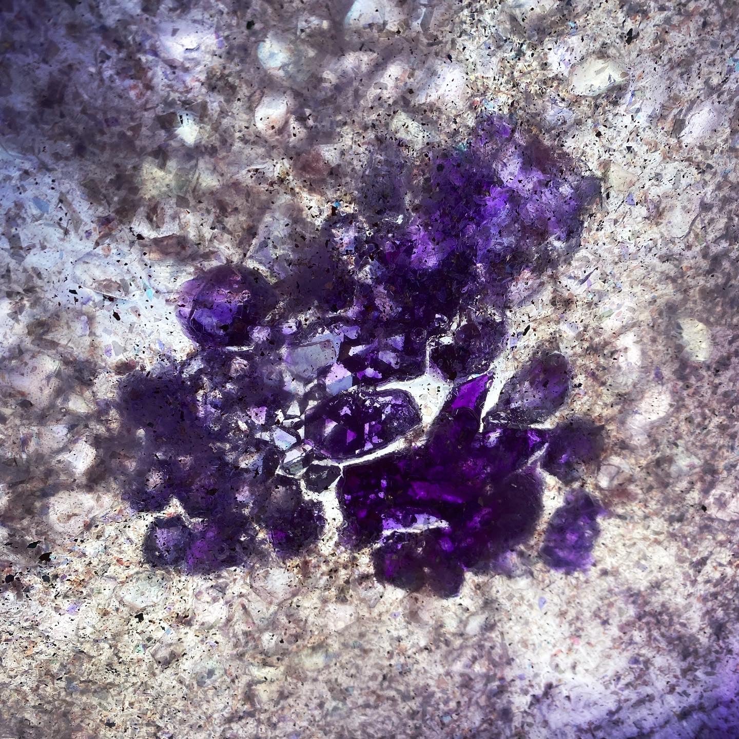 Purple amethyst light coffee table with handmade crystals - COMMISSION