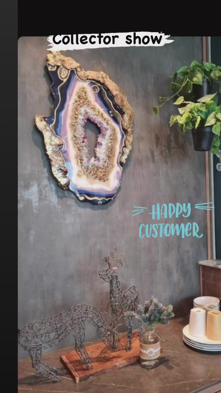 Amethyst Torus  Geode. Freeform Purple and Gold Wisdom Artwork with Amethysts