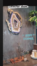 Amethyst Torus  Geode. Freeform Purple and Gold Wisdom Artwork with Amethysts