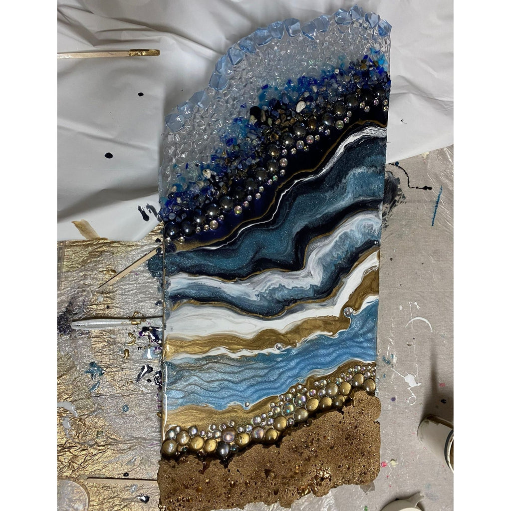 Lapis Lazuli Blue Gold crytal with blue lapis lazuli, glass and clear quartz. COMMISSION