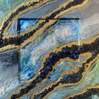 Black and Gold Opal with holographic effect on mirror set of 2