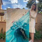 Rise Above 6.0 90x130cm with New Zealand Abalone Shells. FRAMED