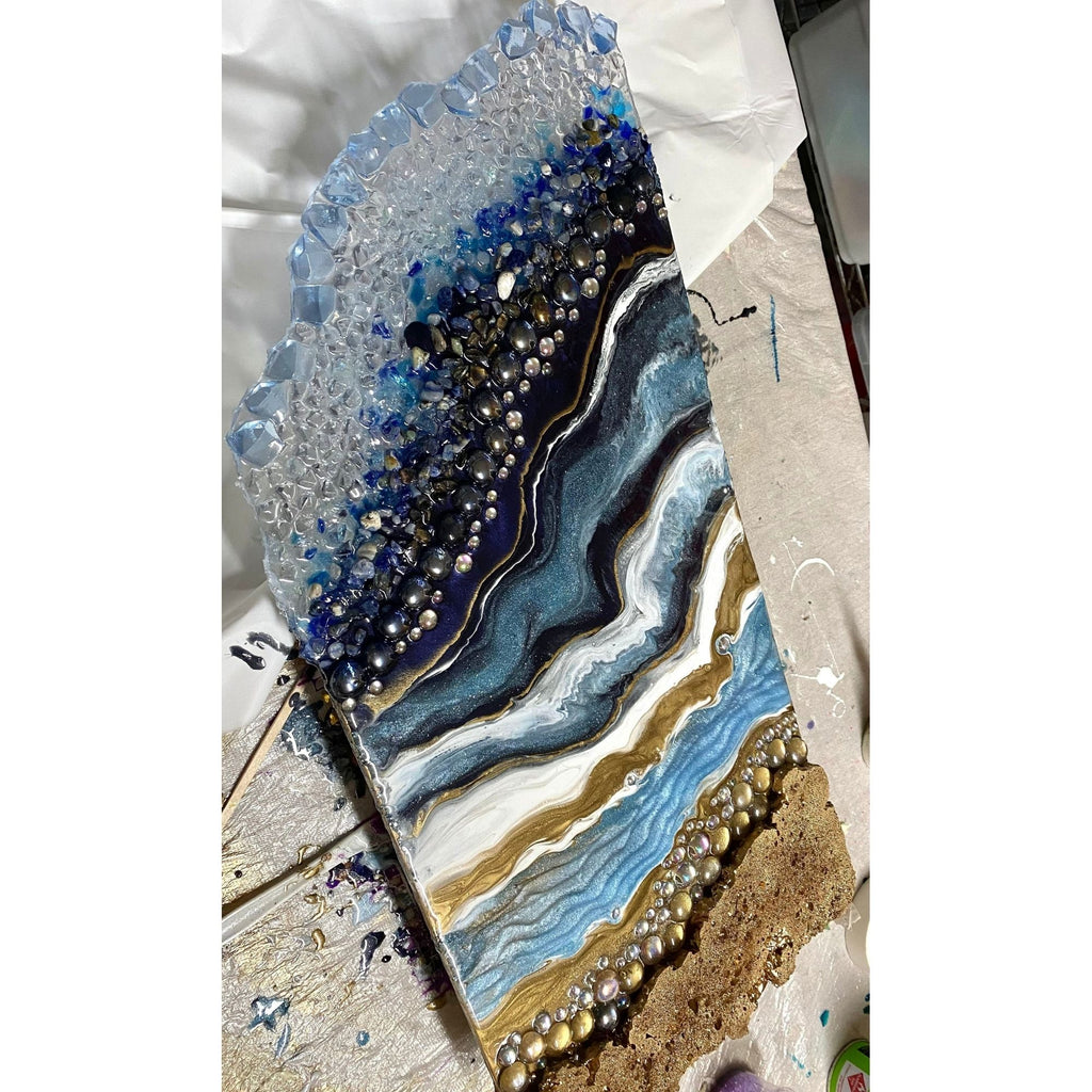 Lapis Lazuli Blue Gold crytal with blue lapis lazuli, glass and clear quartz. COMMISSION