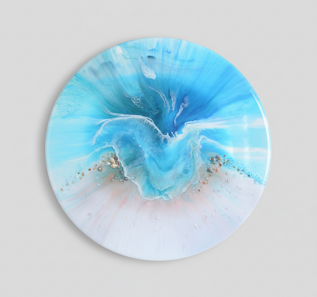 Coogee Vibe. Round Acrylic Beach Artwork.  Round Perspex Print