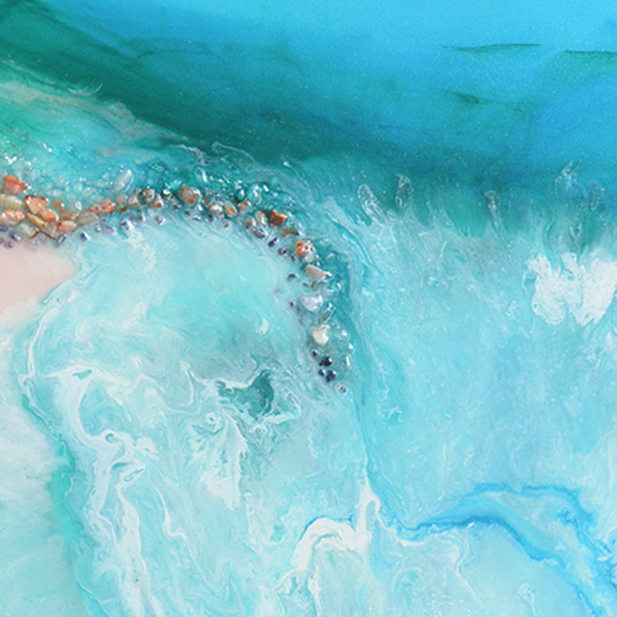 Abstract Shore. Aqua and Light Blue. Serenity 2. Art Print. Antuanelle 4 Ocean Artwork. Durdle Door Limited Edition Print