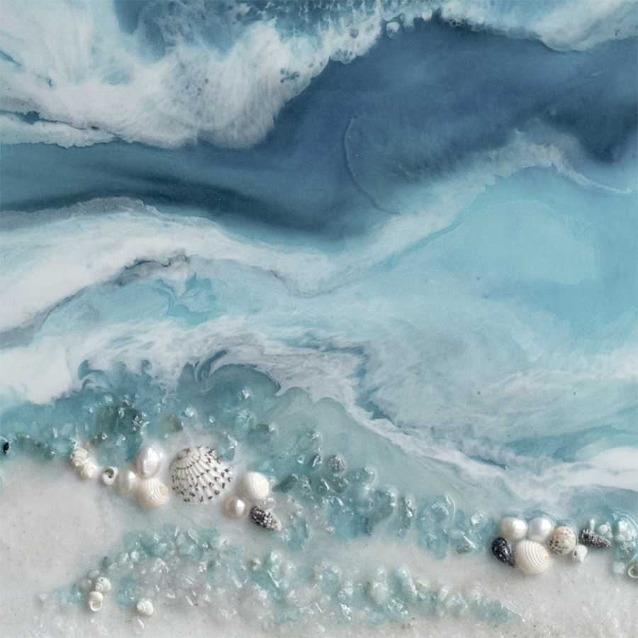 Abstract Beach. Round Grey Neutral. Whitsundays. Art Print. Antuanelle 3 Whitsundays Grey. Contemporary Beach Artwork. Perspex Print