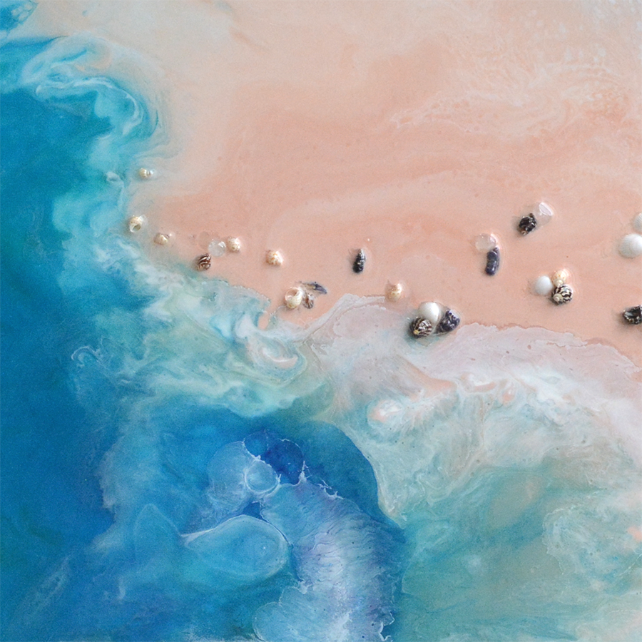 Abstract Shore. Light Blue. Laguna 2.0 Round. Art Print. Antaunelle 3 Round Coastal Artwork. Acrylic Print