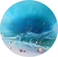 Round Abstract Seascape. Teal Ocean. Bounty Portal. Antuanelle 3 BOUNTY Portal Ocean Round. Perspex Acrylic Print