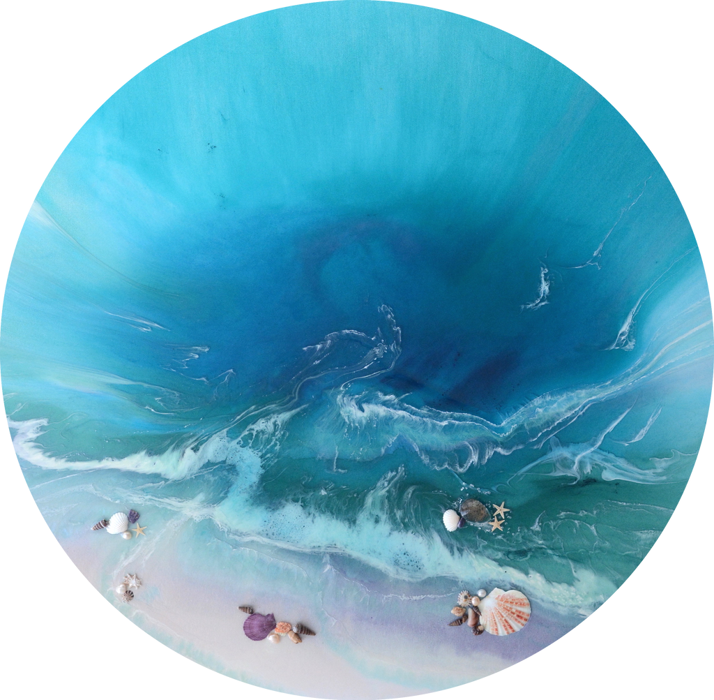 MADE TO ORDER  Round Seascape Porthole Beach Circle Ocean Painting