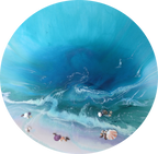 MADE TO ORDER  Round Seascape Porthole Beach Circle Ocean Painting