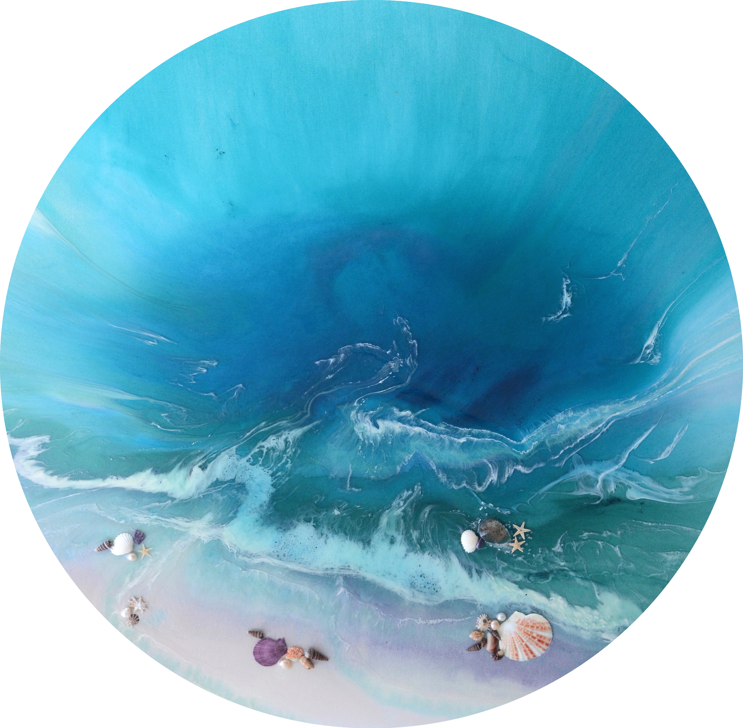 MADE TO ORDER  Round Seascape Porthole Beach Circle Ocean Painting