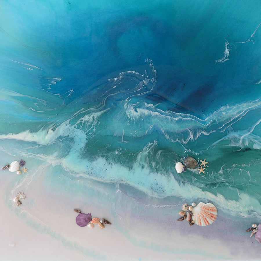 Abstract Seascape. Bright Teal. Bounty Dream. Art Print. Antuanelle 6 Dream Ocean Beach Wall. Limited Edition Print