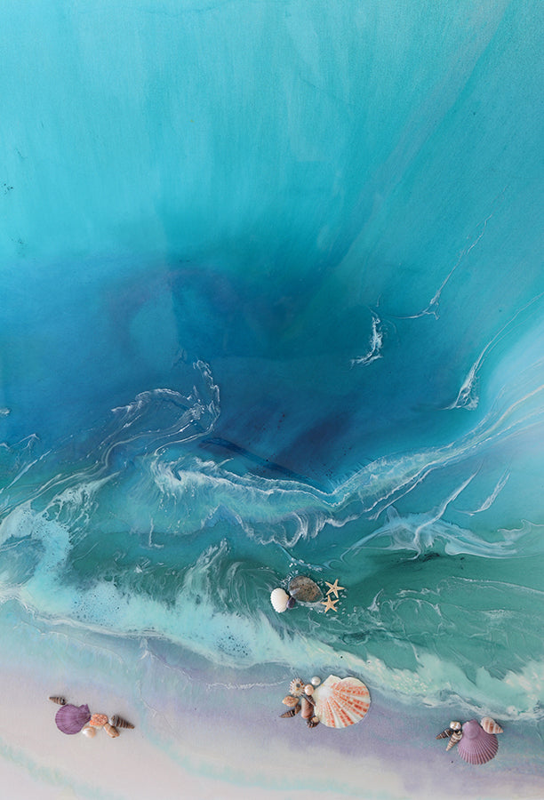 Abstract Teal Ocean. Bounty Far Away Vertical. Art Print. Antuanelle 3 Limited Edition Print