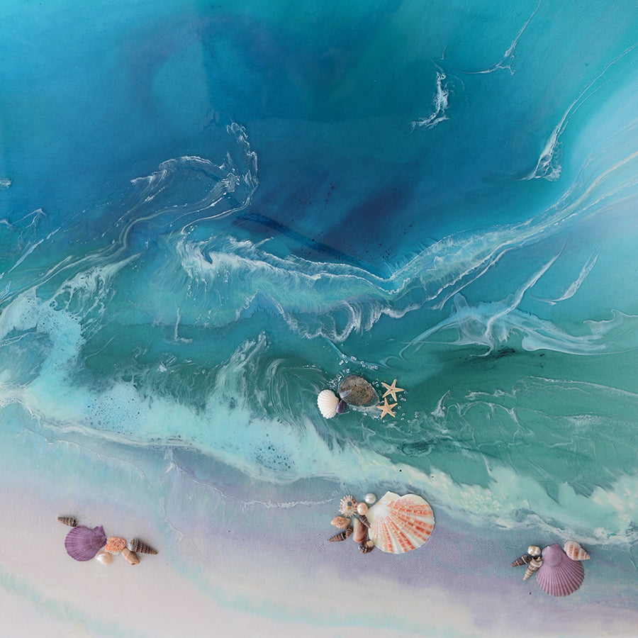 Abstract Teal Ocean. Bounty Far Away Vertical. Art Print. Antuanelle 2 Limited Edition Print