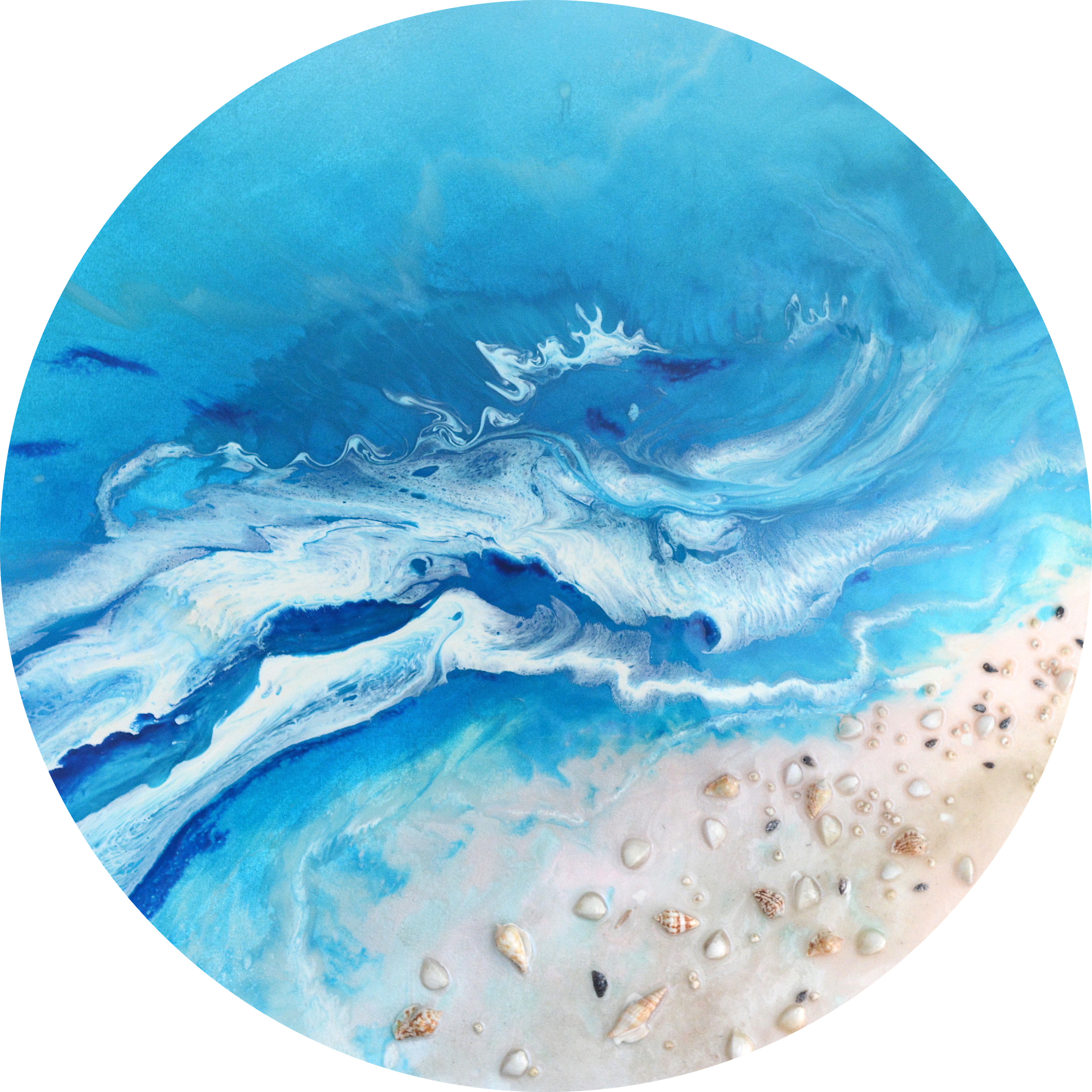 Round Abstract Ocean. Bali Utopia Portal. Art Print. Antuanelle 2 Portal Ocean Artwork.Round ACRYLIC PLEXIGLASS ROUND