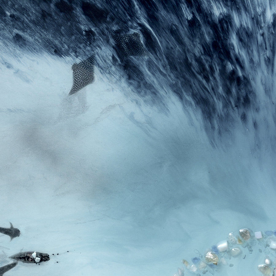 Abstract Reef Artwork. Grey & blue. Blue Lagoon. Art Print. Antuanelle 6 Lagoon Limited Edition Print