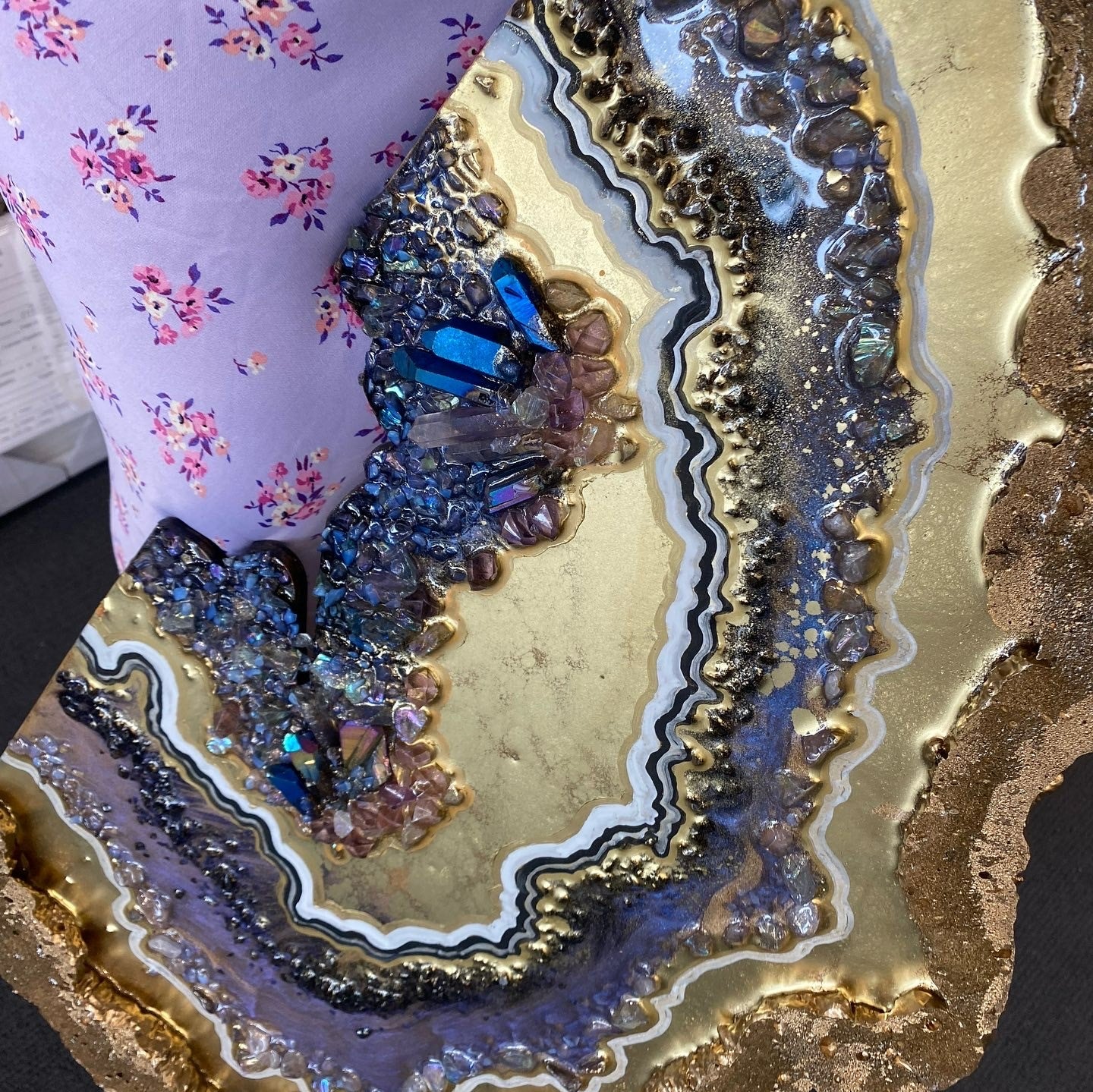 Gold Titanium Aura Freeform Crystal with Titanium aura quartz. COMMISSION