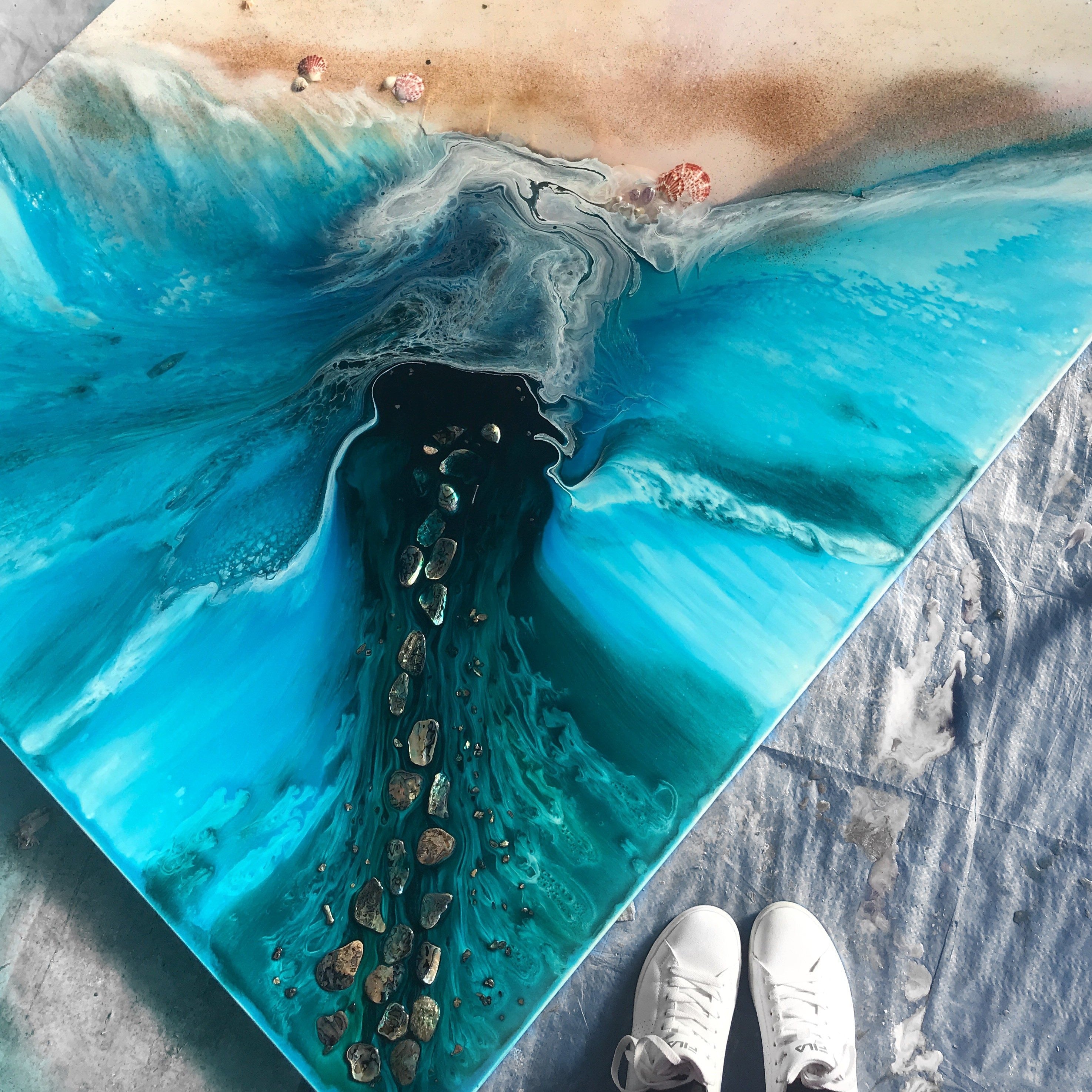 Commission. Abstract Beach. Seascape Rise Above. Antuanelle 5 Original Artwork. COMMISSION - Custom Artwork