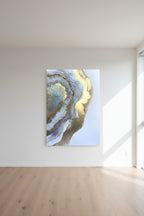 Gold an white abstract artwork 