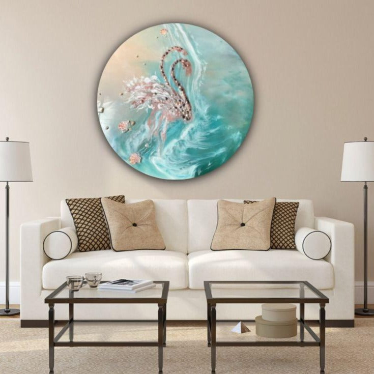 Original Artwork. Tropical Abstract. Flamingos in Love. Antuanelle 1 Abstract birds. Artwork