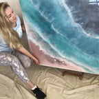 2 Coogee coastal. Blue and Pink Ocean. Original Artwork with Amethyst. 90x120 cm