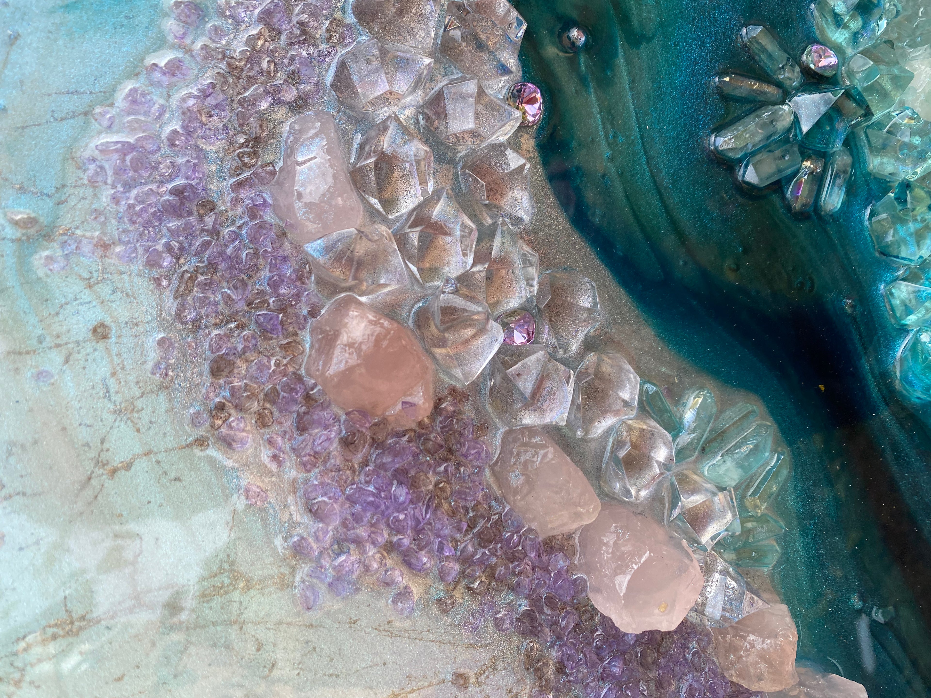 Elixir 1 . Crystal Reef Round Artwork with quartz 60cm