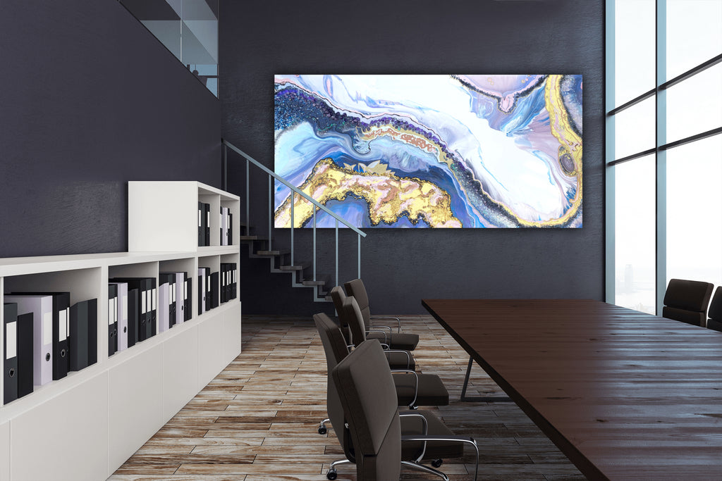 Lavender Amethyst Crystal. Sydney Opera House. Original Artwork w 24K Gold