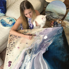 Velvet Purples and Navy Artwork. Abstract Oceanscape. Twilight Date. Antuanelle 4 Beach. Original Artwork